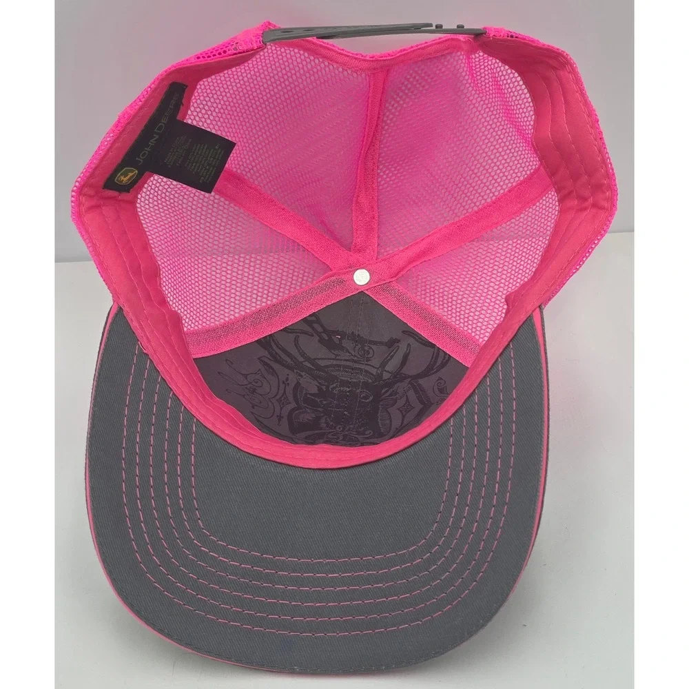 JOHN‎ DEERE Snapback Gray Pink Mesh NWOT Trucker Hat Baseball Cap Tractor Farm